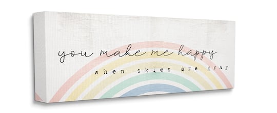 Stupell Industries You Make Me Happy Quote Rustic Rainbow Arches Canvas Wall Art